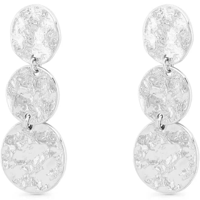 Hammered Triple Disc Drop Earrings