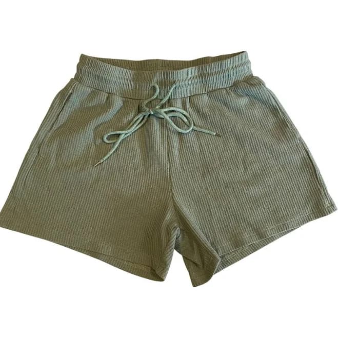 Women's Waffle Knit Lounge Shorts with Drawstring