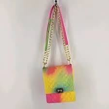 Epicstep Women's Jelly Crossbody Mini Bag Rainbow Ombre Gold Chain Y2K Cute