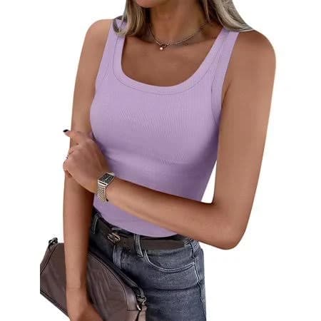 Women's Ribbed Fitted Scoop Neck Tank Top