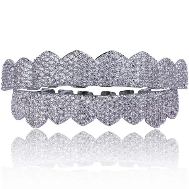 Silver Diamond 8 Teeth Grillz
