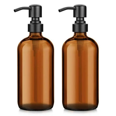 Amazerbath Amber Glass Soap Dispenser 2 Pack