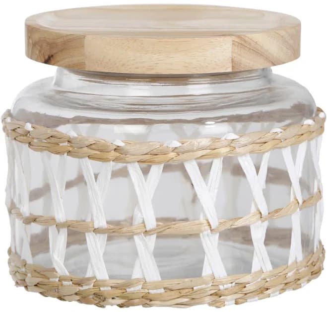 10 Strawberry Street 52 Oz Jaden Glass Canister Wood Lid in Clear