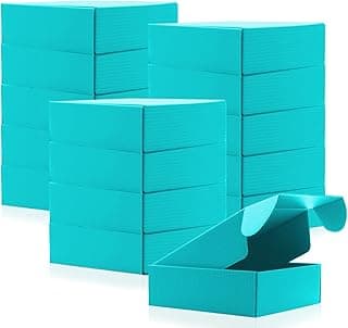 15 Pcs Teal Cardboard Boxes Shipping Boxes, Recyclable Colored Corrugated Cardboard Box Small Mailing Storage Gift Boxes for Shipping, Mailing, Gifts Packaging, 6x6x2" (Teal)