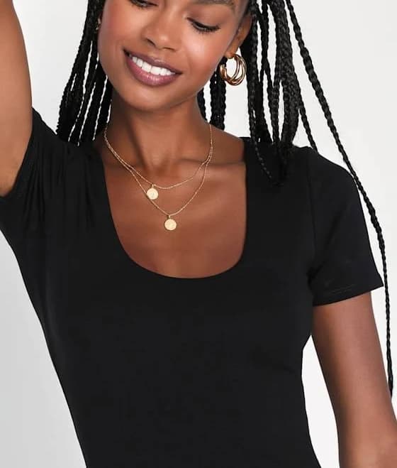 Lulus Women's Short Sleeve Scoop Neck Top