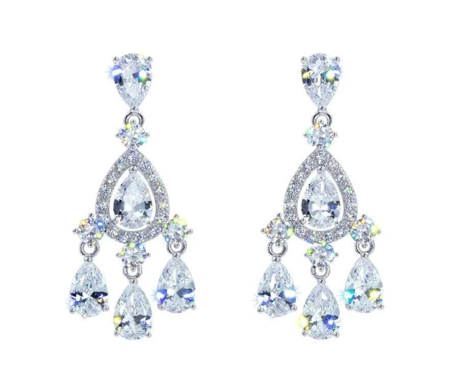 Pear Drop Chandelier Crystal Rhinestone Earrings