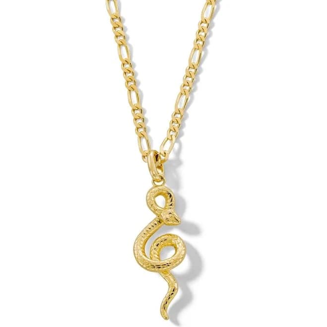 Zales Textured Snake Pendant in Sterling Silver and 14K Gold Plate
