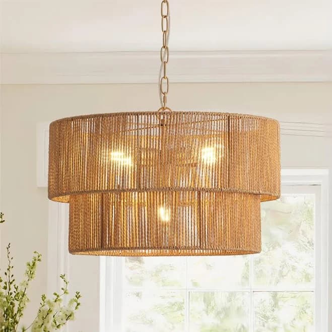 GoYeel Nateaf 5-Light Bohemian Yellow Drum Pendant Light