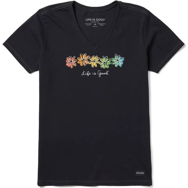 Life Is Good Women's Spectrum Daisies Short Sleeve Vee Crusher