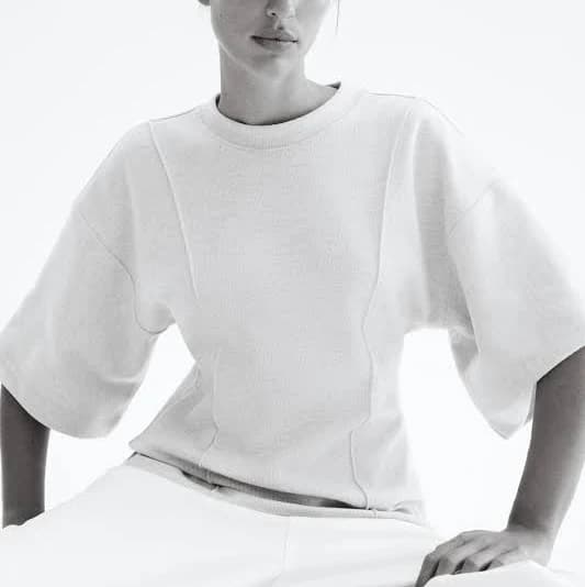 H&M Ladies Loose-Fit Melange Fine-Knit Top