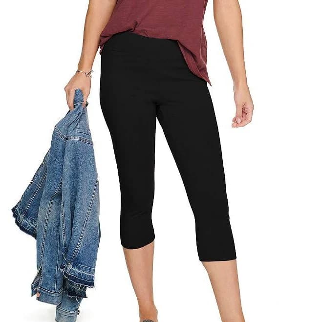 Women's Sonoma Goods For Life Wide-Waistband Capri Leggings, Size: Large, Pitch Black