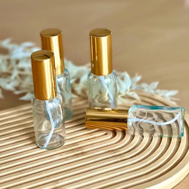 30ml Glass Spray Bottle Gold Lid - Refillable Perfume Atomizer for DIY Fragrance, Essential Oils