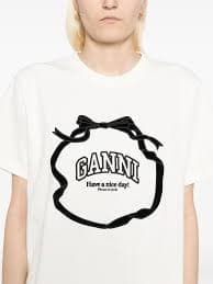 GANNI Embroidered Logo T-shirt | Neutrals | FARFETCH TH