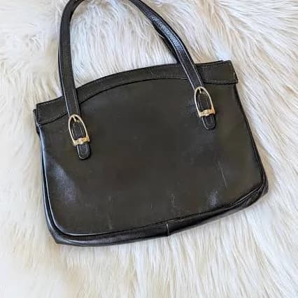 Vintage 1960s Structured Handbag with Gold Hardware