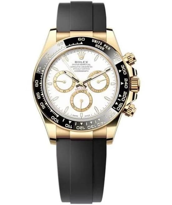 Rolex Cosmograph Daytona Yellow Gold White Dial Oysterflex Men's Watch