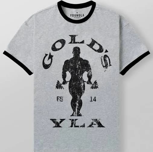 YoungLA Men's 4009 Golds Gym Ringer Tee