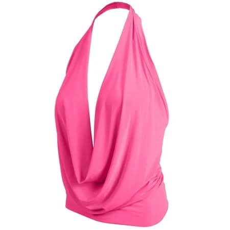 J. Method Women's Sleeveless Halter Neck Low Cut Deep V Neck Blouse