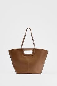 TOPSTITCHED MAXI TOTE BAG - Dark tan | ZARA United States