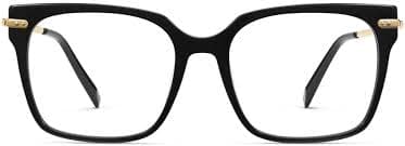 Vela Eyeglasses in Jet Black with Polished Gold — Extra wide | Warby Parker