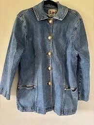 90s Oversized Jean Jacket Womens Sz S Blue Jean Denim Long Sleeve Metal Buttons