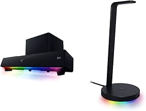 Leviathan V2: Multi-Driver PC Gaming Soundbar with Subwoofer & Base Station V2 Chroma: Chroma RGB Lighting - Non-Slip Rubber Base - Designed for Gaming Headsets - Classic Black