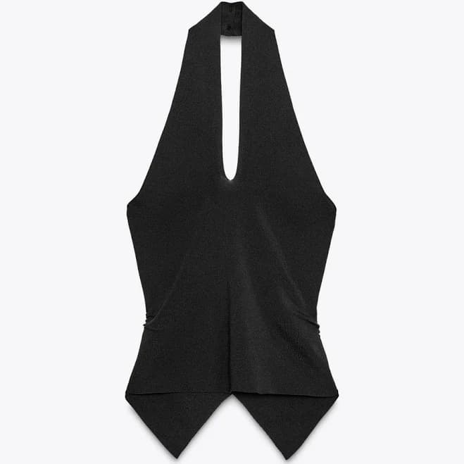 Zara Women's Ruched Knit Halter Top