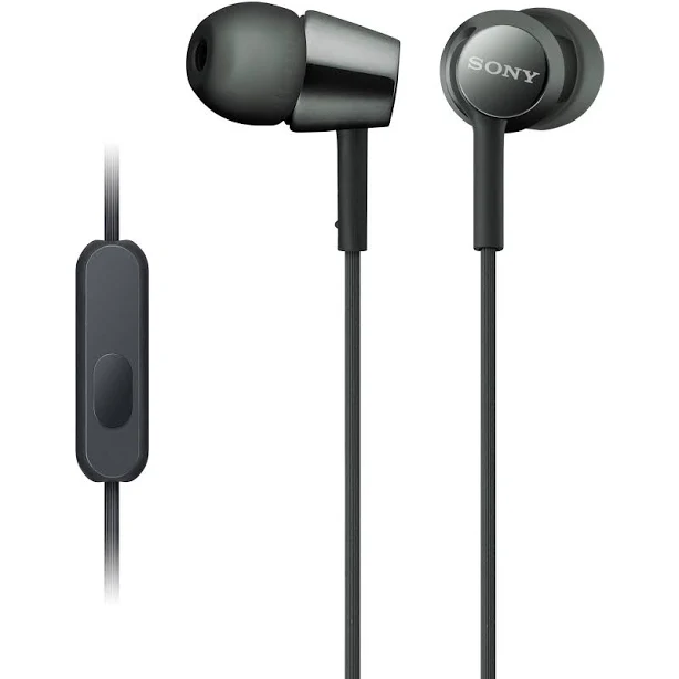 Sony MDR-EX155AP Wired In Ear Black Headphones with Microphone