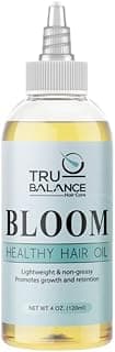 TRU BALANCE Hair Care Bloom - Hair Growth Oil - Promotes Thicker, Stronger Hair & Healthy Scalp - Multi-Vitamin Hair Regrowth Treatment Oils w/Coconut, Castor, Jojoba & Rosemary Oil - 4 oz