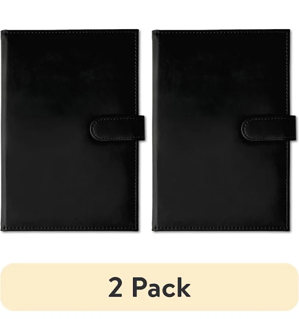 (2 pack) Pen + Gear Medium Leatherette Padfolio, Black Color, College Ruled Writing Pad, 1 Pack, Size: 6 inch x 8.5 inch