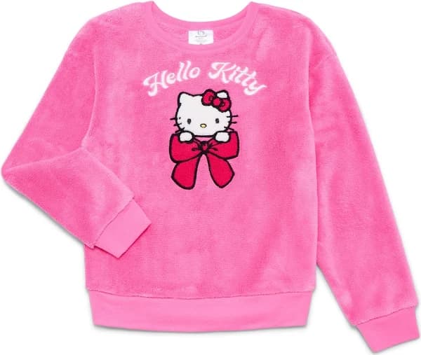 Hello Kitty Girls Plush Graphic Sweatshirt