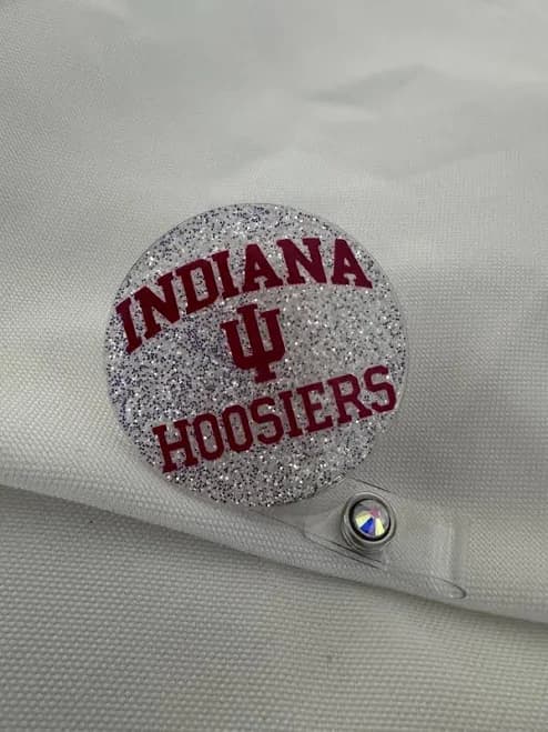 Indiana Hoosiers Interchangeable Glitter Badge Reel with Alligator Clip