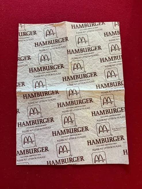1986, Mcdonald's, Wax Paper Hamburger Wrapper (scarce / Vintage)
