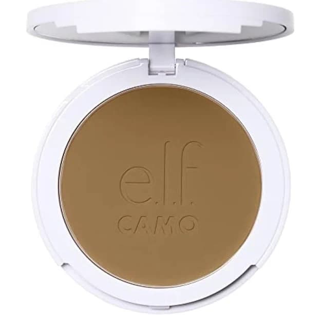 e.l.f. Camo Powder Foundation, Lightweight, Primer-Infused Buildable & Long-Lasting Medium-to-Full Coverage Foundation, Tan 425 N