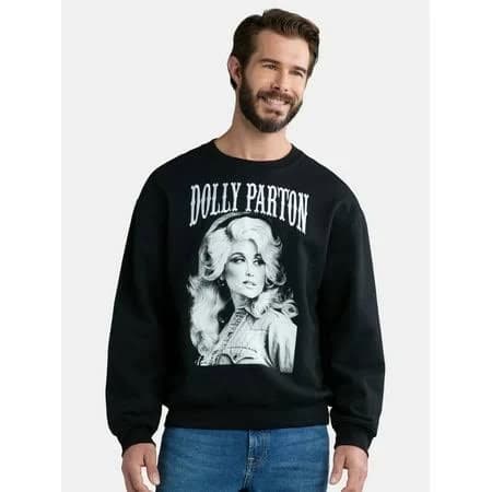 Dolly Parton Men's Graphic Print Sweatshirt with Long Sleeves