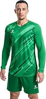 Men's Soccer Goalie Jerseys,Padded Goalkeeper Kit,Youth Goalie Shirt and Pants with Socks Green Large