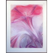 1982 Abstract Botanical Matted Diptych Pastel Drawings by Nancy Denison - a Pair | Chairish