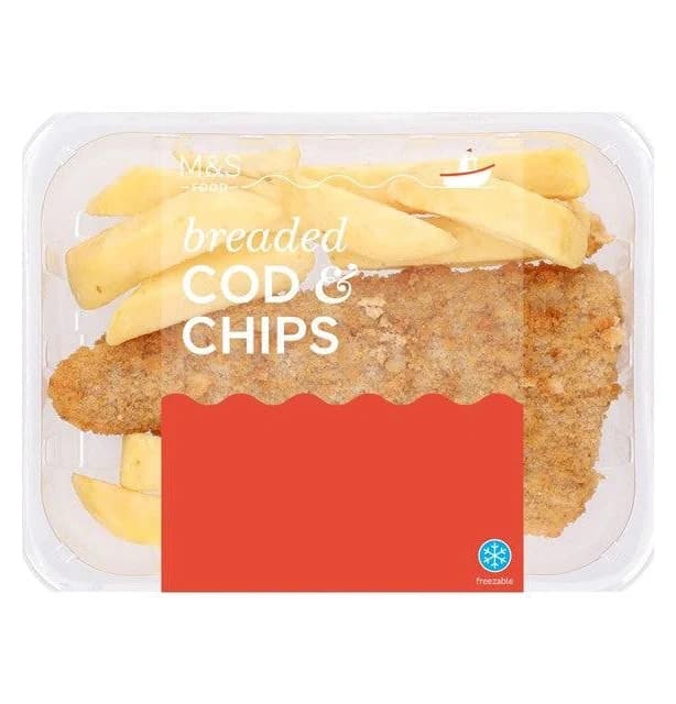 M&S Breaded Cod & Chips Frozen Fish Meal 300g