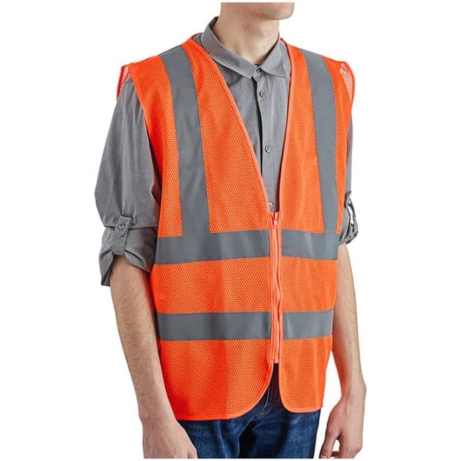 Lavex Class 2 High Visibility Safety Vest with Zipper Closure