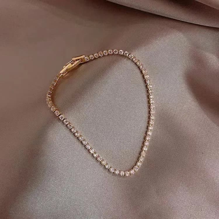 18K Gold Plated Vintage Baguette Tennis gold bracelets for women for Women - 7 inch Round Square CZ Stone Hip Hop Jewelry