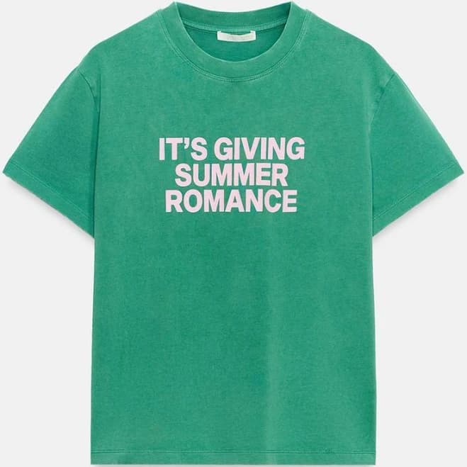 Zara Washed Effect Text T-Shirt