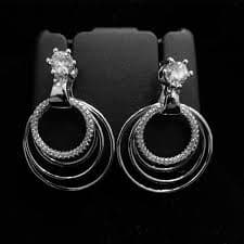 Fabulous Silver Rings Dangle With Shiny Brilliant Cubic Zirconia Fashion Earring | eBay