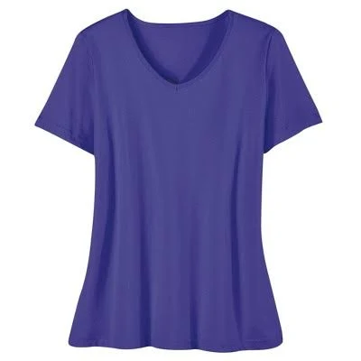 Collections Etc. Women's Soft Knit V-Neck Short-Sleeve Cotton and Polyester Tee