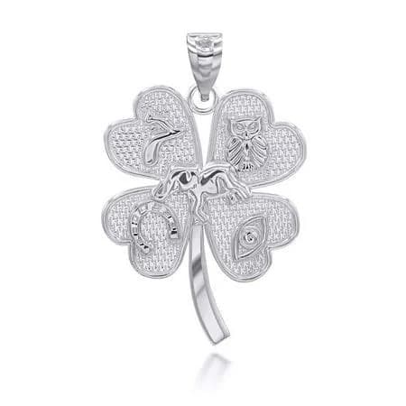 Four Leaf Clover Silver Good Luck Charm Pendant Necklace