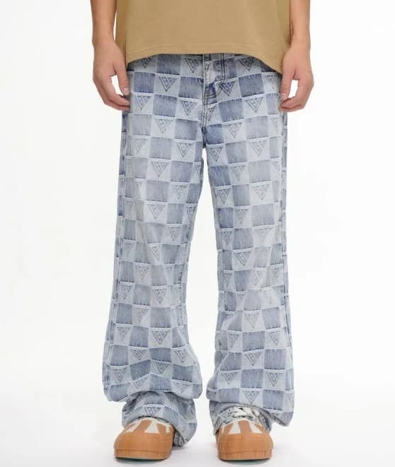 Valabasas Men's Baggy Patterned Denim Jeans