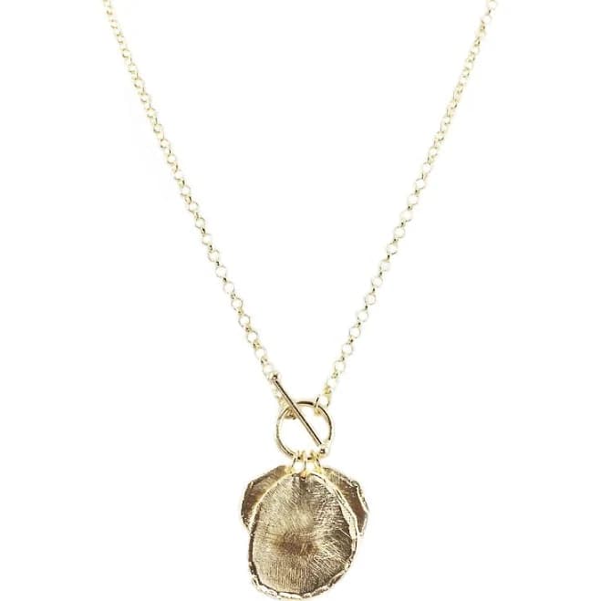 Marcia Moran Women's Gold Plated Brass Textured Coin Pendant Necklace
