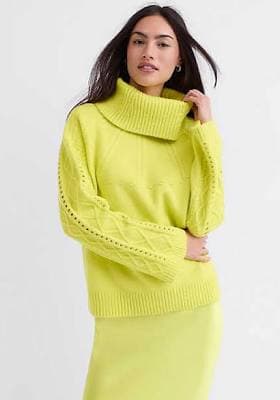 Loft Women's Pointelle Turtleneck Cable Sweater