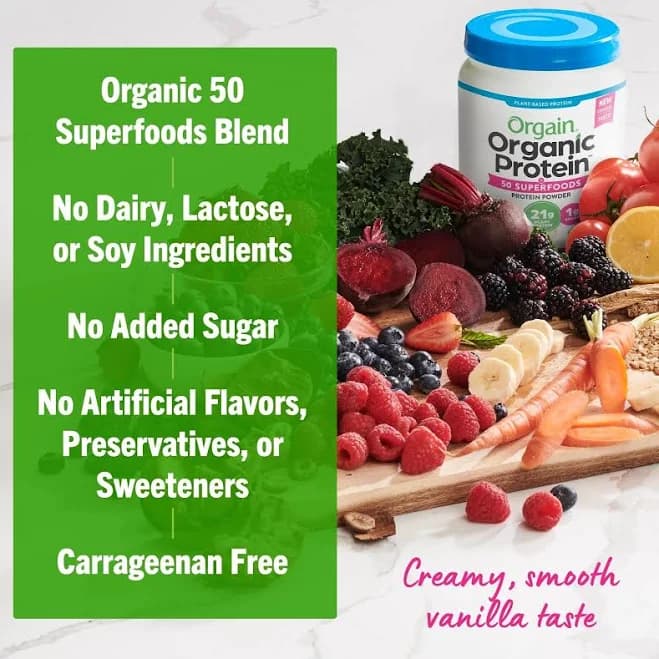 Orgain Organic Vegan Protein Plant Based Powder