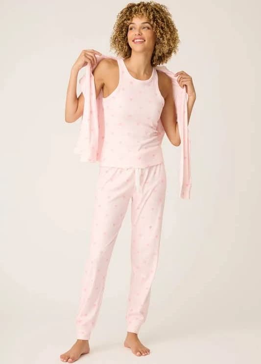 P.J. Salvage Women's Ditsy Heart Pointelle 4-Piece Loungewear Set