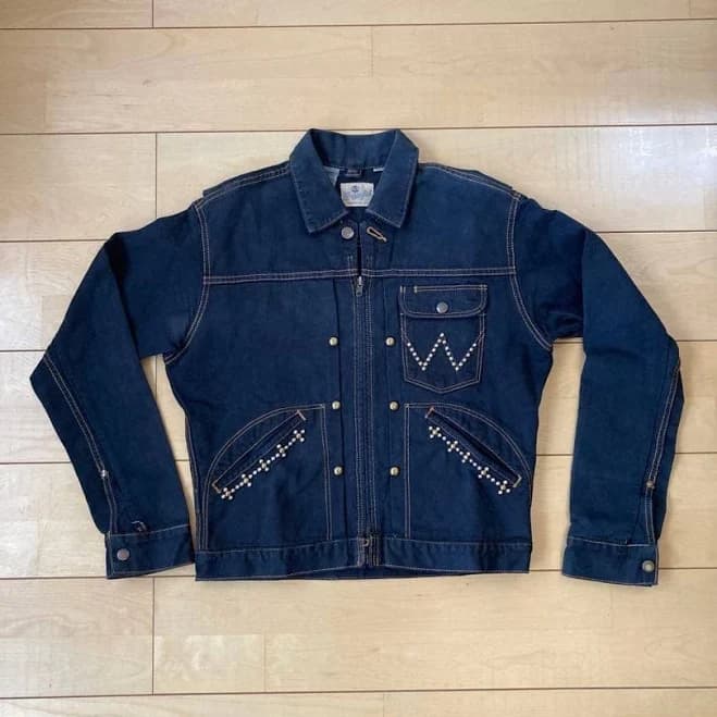 Wrangler 90s Reprint Denim Jacket 50s Vintage Slim Fit Studded Ykk