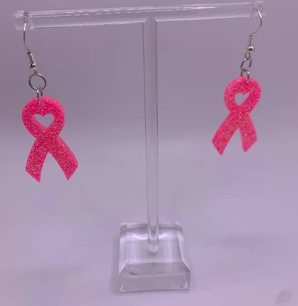 Glitter Resin Ribbon Dangle Earrings